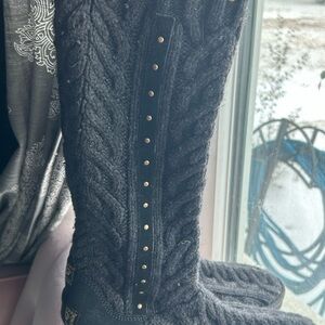 UGG Dark Gray Cable Knit Boots